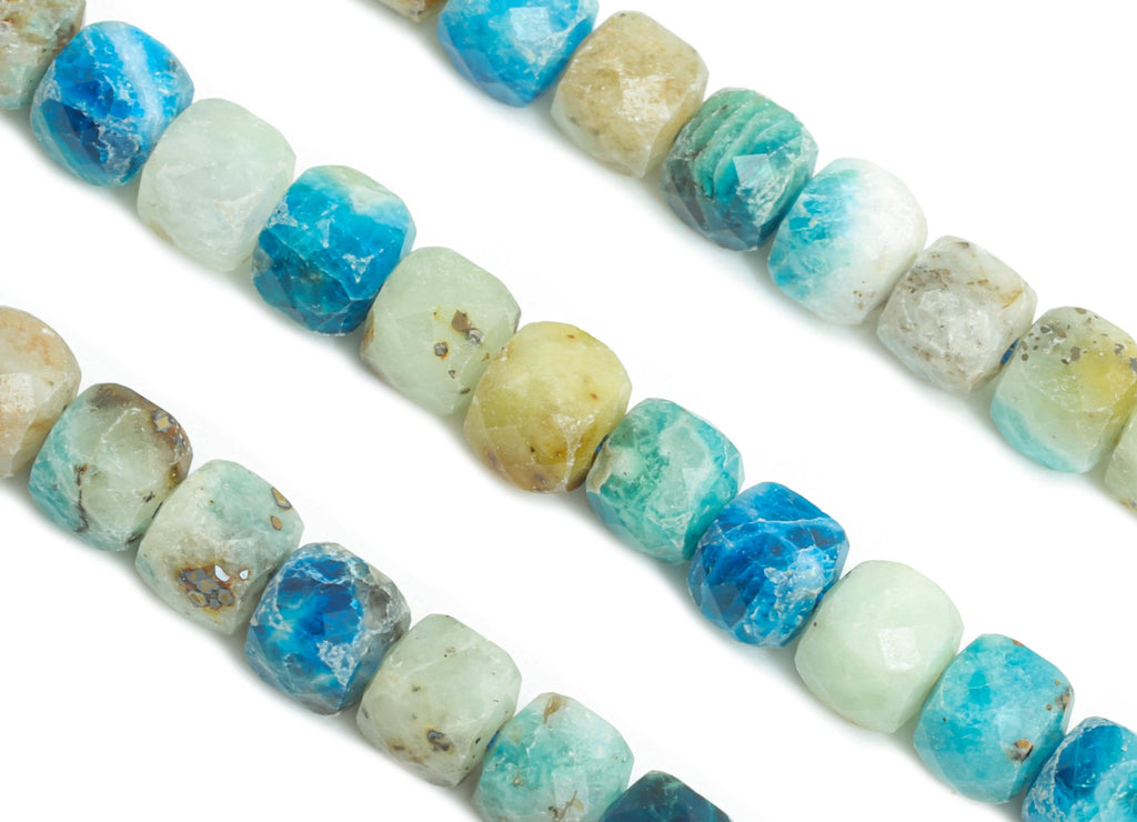 Apatite Natural Stone Beads - Faceted Cube Apatite 16 inch /Strand - Gemstone Beads for Handmade - Crafting Bead - Jewelry Making - NS2687 - DOMEDBAZAAR