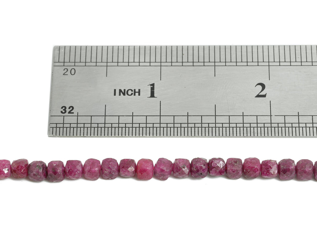 4mm Ruby Natural Stone Beads - Faceted Cube Raby 15 inch /Strand - Gemstone Beads for Handmade - Crafting Bead - Jewelry Making - NS2464 - DOMEDBAZAAR