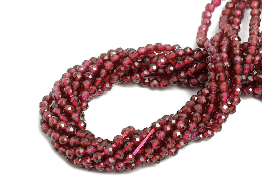 Garnet Natural Stone Beads - Faceted Round Garnet 15.5 inch /Strand - Sparkling Gemstone Beads for Handmade - DIY Crafting Beads - NS2502 - DOMEDBAZAAR