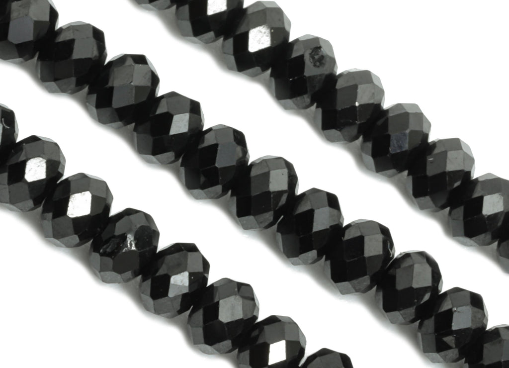 3x2mm Black Spinel Natural Stone Bead - Faceted Rondella 15.5 inch /Strand - Shiny Gemstone Bead - Crafting Bead - Jewelry Making -NS2481 - DOMEDBAZAAR