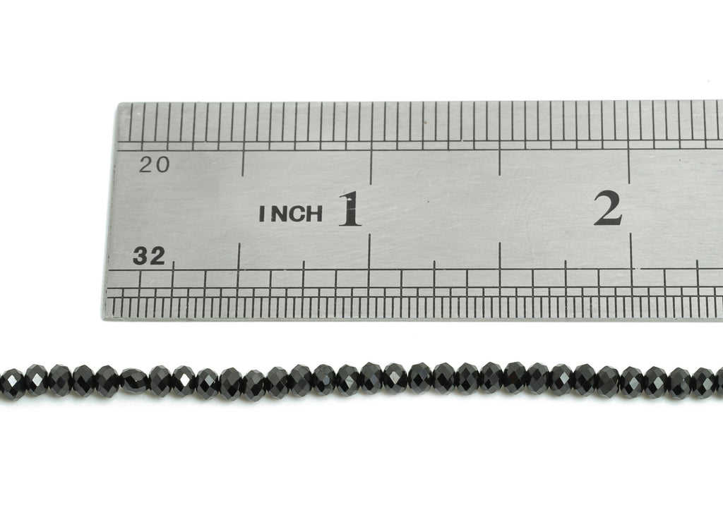 3x2mm Black Spinel Natural Stone Bead - Faceted Rondella 15.5 inch /Strand - Shiny Gemstone Bead - Crafting Bead - Jewelry Making -NS2481 - DOMEDBAZAAR