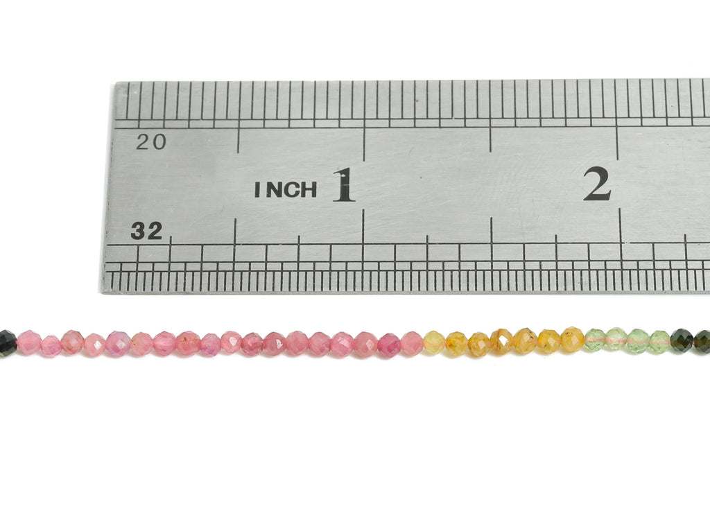 2.5mm Tourmaline Natural Stone Bead - Rainbow Faceted Round Tourmaline 15.5 inch /Strand - Gemstone Bead for Handmade - Jewelry DIY - NS2409 - DOMEDBAZAAR