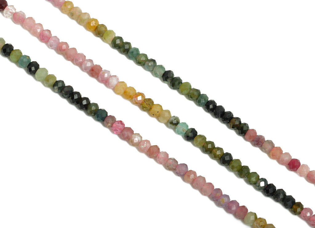 2.8x2.2mm Tourmline Natural Stone Beads - Faceted Rondella Tourmline 15.5 inch /Strand - Gemstone Beads for Handmade - Crafting Bead -NS2465 - DOMEDBAZAAR