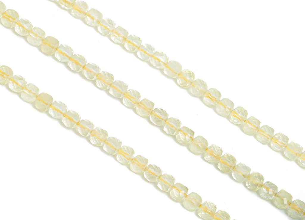 4mm Citrine Natural Stone Bead - Faceted Cube Citrine 15.5 inch /Strand - Gemstone Beads for Handmade - Crafting Bead - Healing Bead -NS2508 - DOMEDBAZAAR