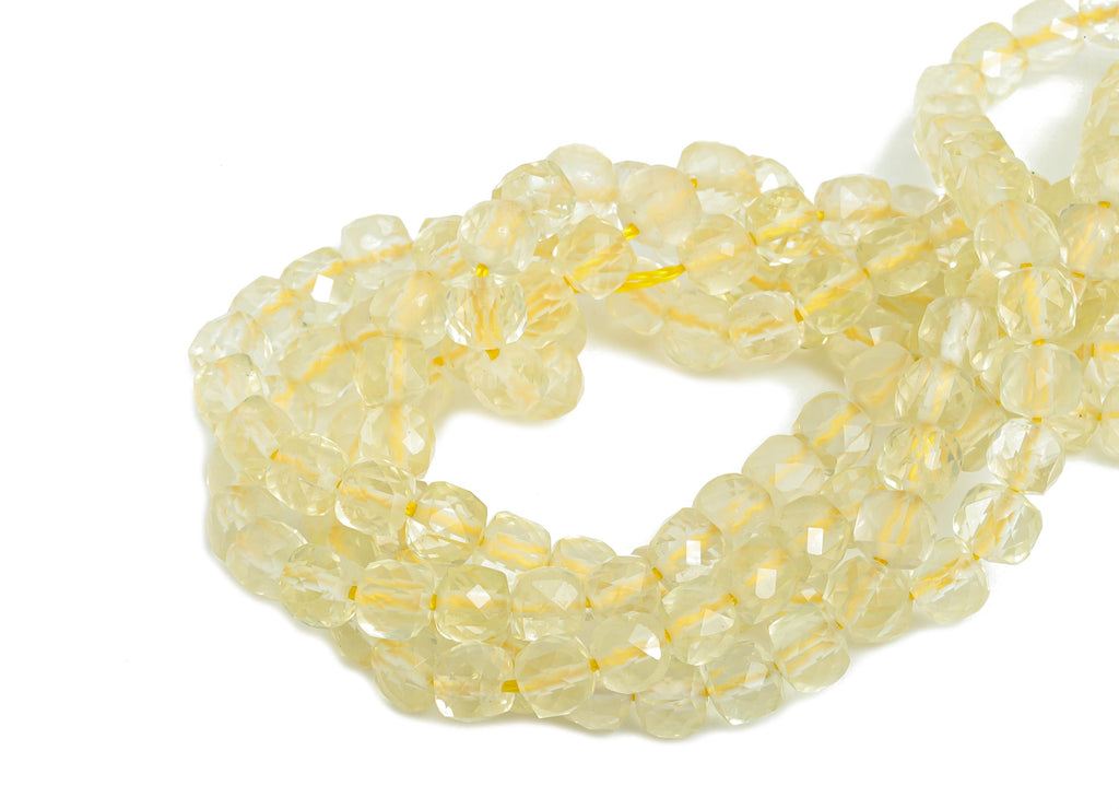 4mm Citrine Natural Stone Bead - Faceted Cube Citrine 15.5 inch /Strand - Gemstone Beads for Handmade - Crafting Bead - Healing Bead -NS2508 - DOMEDBAZAAR