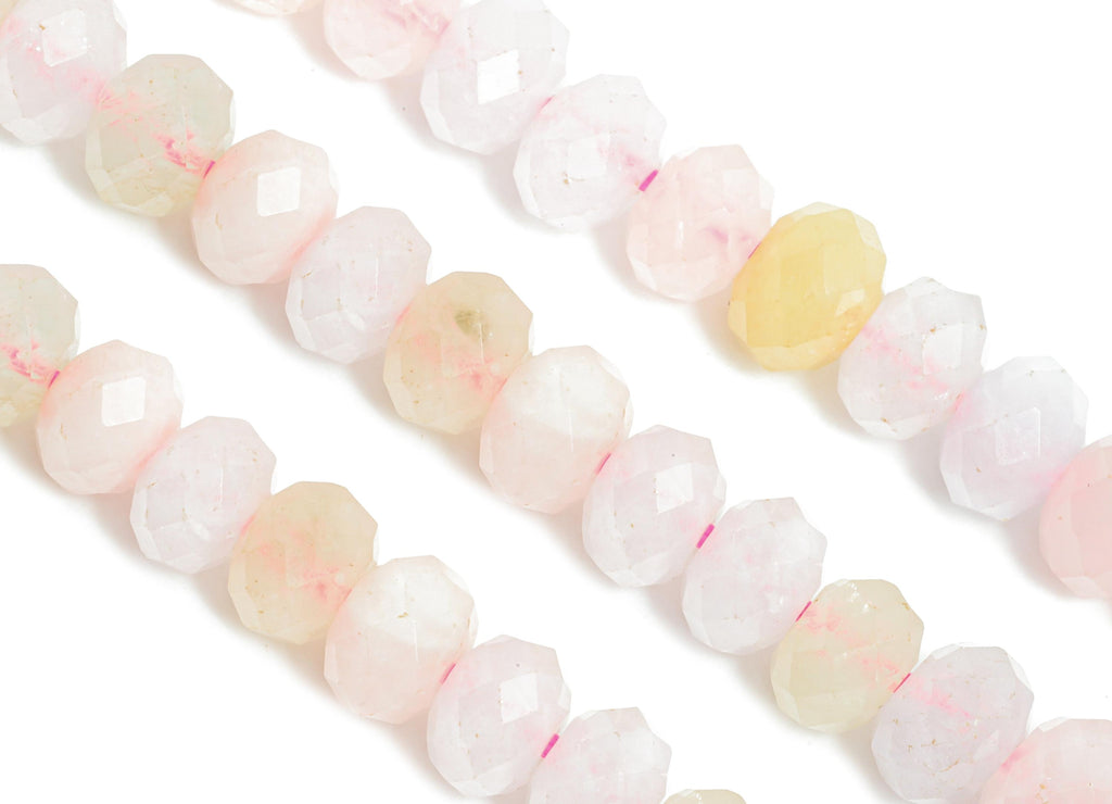 6X4mm Pink Beryl Natural Stone Bead - Faceted Rondella Morganite 15.5 inch /Strand - Gemstone Beads for Handmade - Crafting Healing -NS2477 - DOMEDBAZAAR