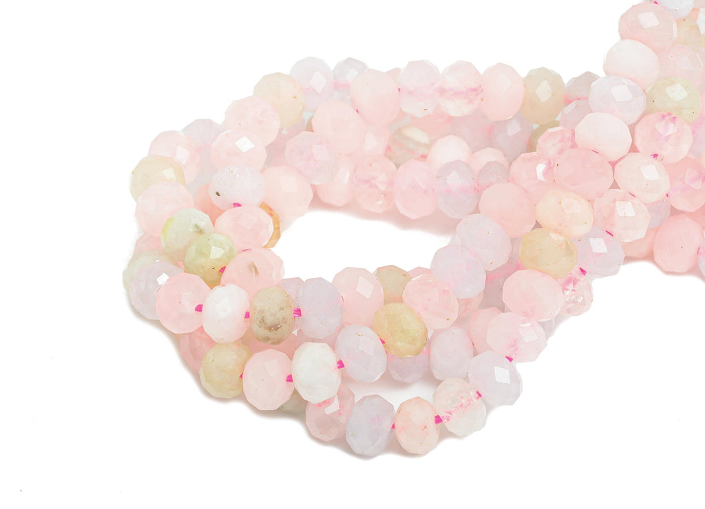 6X4mm Pink Beryl Natural Stone Bead - Faceted Rondella Morganite 15.5 inch /Strand - Gemstone Beads for Handmade - Crafting Healing -NS2477 - DOMEDBAZAAR