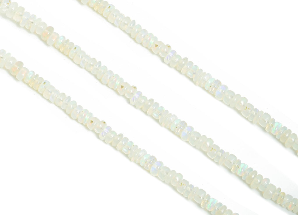 3.5 to 4mm White Opal Round Beads - 16.5 inch - Rondella Gemstone Beads - Disc Crafting Natural Stone Bead - Smooth Rondella Beads - NS2704 - DOMEDBAZAAR