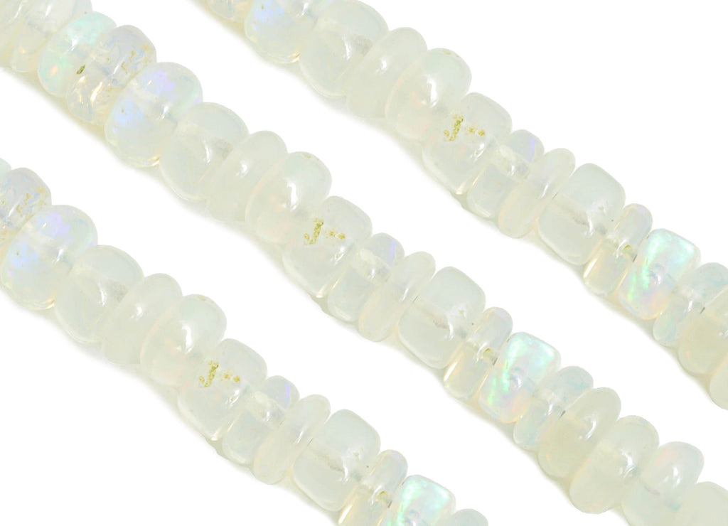 3.5 to 4mm White Opal Round Beads - 16.5 inch - Rondella Gemstone Beads - Disc Crafting Natural Stone Bead - Smooth Rondella Beads - NS2704 - DOMEDBAZAAR