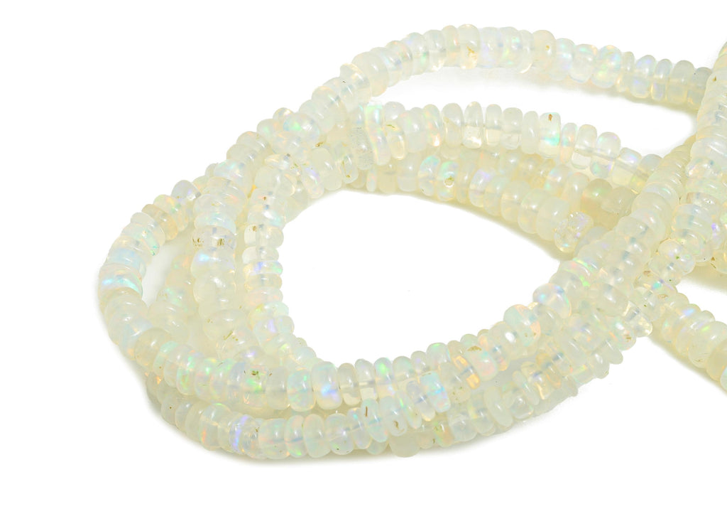 3.5 to 4mm White Opal Round Beads - 16.5 inch - Rondella Gemstone Beads - Disc Crafting Natural Stone Bead - Smooth Rondella Beads - NS2704 - DOMEDBAZAAR