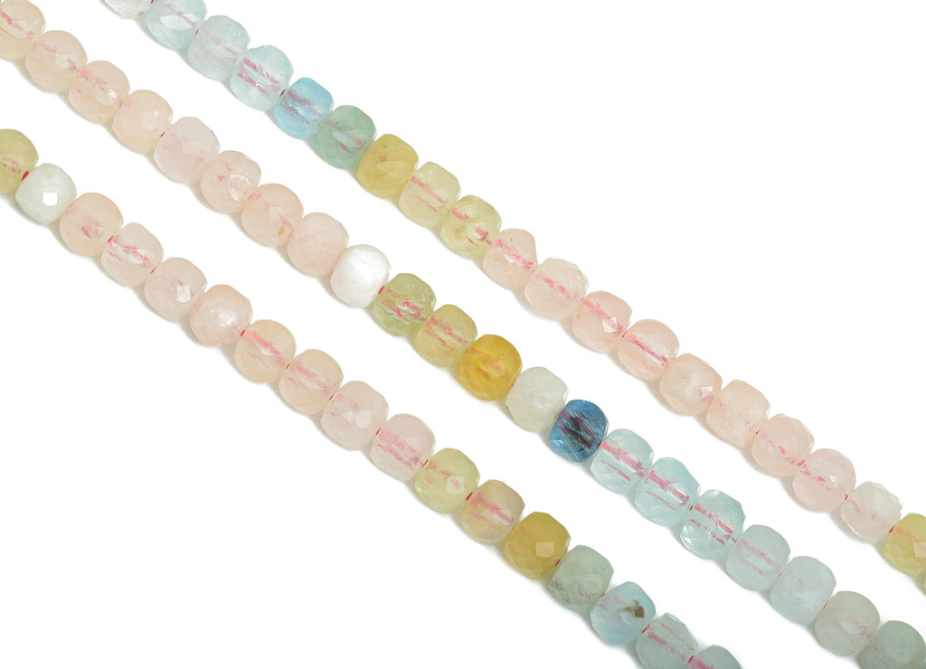4mm Pink Beryl Natural Stone Bead - Faceted Cube Morganite 15.5 inch /Strand - Gemstone Bead for Handmade - Crafting Healing Bead - NS2478 - DOMEDBAZAAR