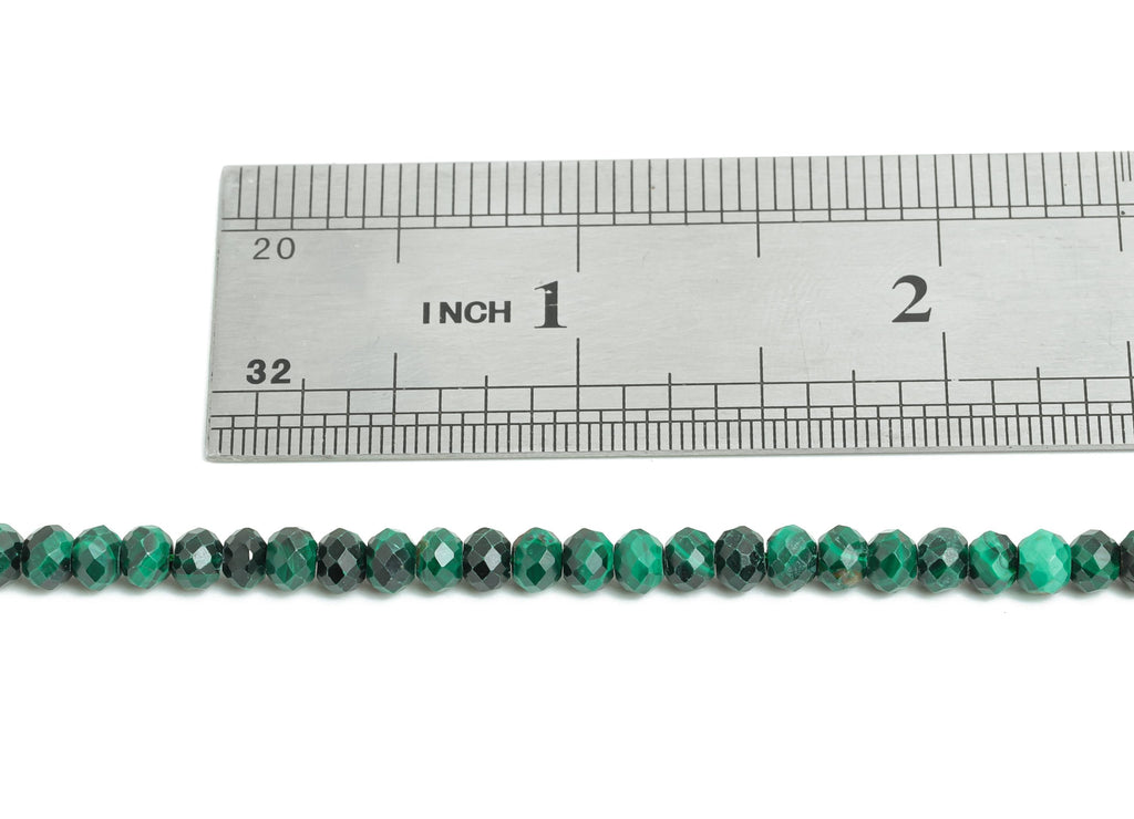 4mm Malachite Natural Stone Bead - Faceted Rondella Malachite 15.5 inch /Strand - Shine Gemstone Beads for Handmade - Crafting Bead - NS2441 - DOMEDBAZAAR