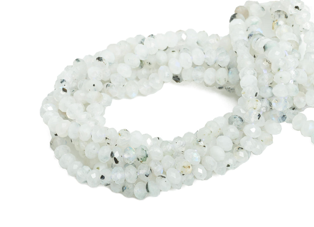 4mm Moonstone Natural Stone Beads - Faceted Round Moonstone 16.5 inch /Strand - Gemstone Beads for Handmade - DIY Crystal Beads - NS2684 - DOMEDBAZAAR