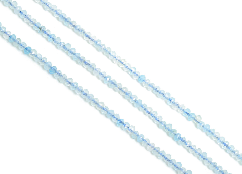 2x1.5mm Aquamarine Natural Stone Bead - Faceted Rondella Bead 15.5 inch /Strand - Gemstone Beads for Handmade - Crystal Healing - NS2446 - DOMEDBAZAAR