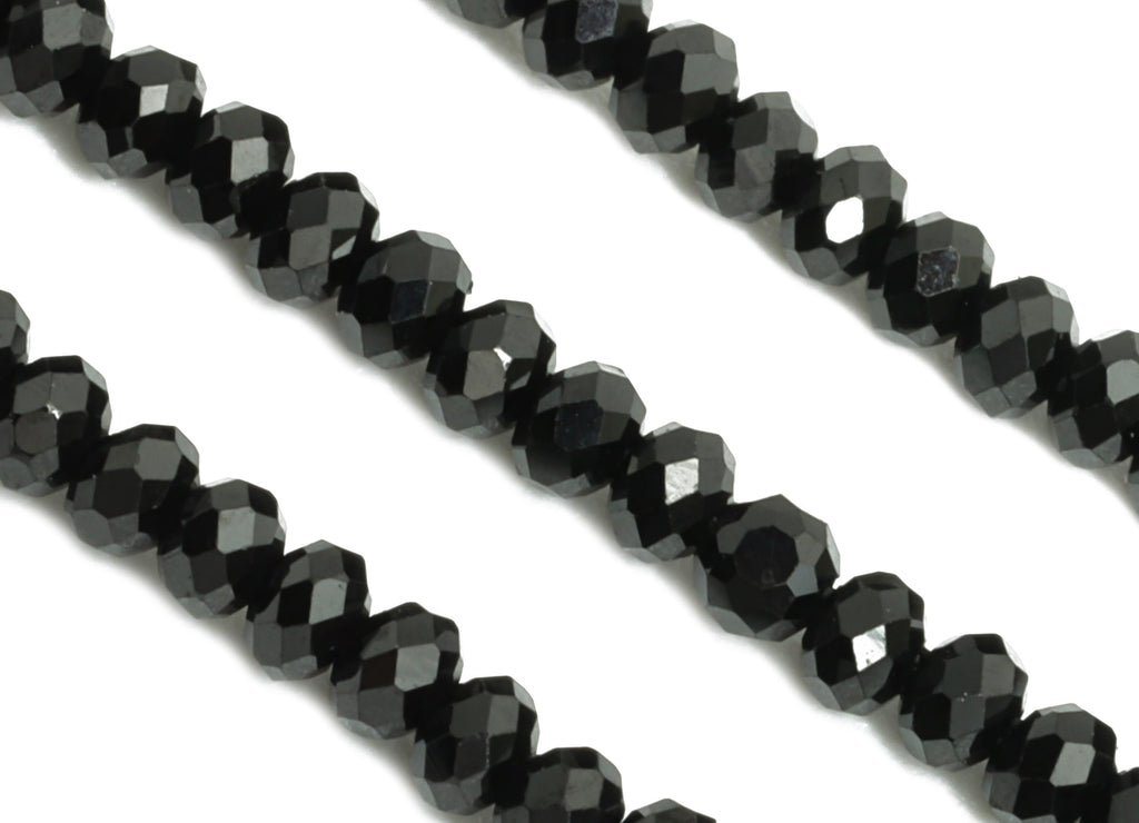 Black Tourmline Natural Stone Bead - Faceted Rondella Black Tourmline 15.5 inch /Strand - Gemstone Beads - Crystal Healing Bead - NS2469 - DOMEDBAZAAR