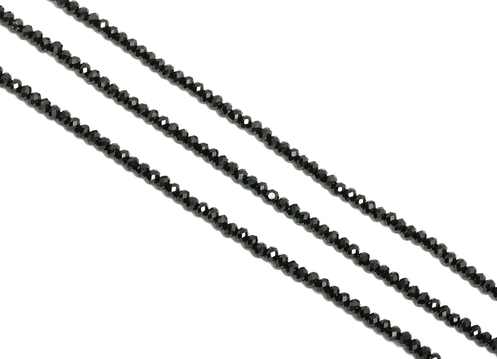 Black Tourmline Natural Stone Bead - Faceted Rondella Black Tourmline 15.5 inch /Strand - Gemstone Beads - Crystal Healing Bead - NS2469 - DOMEDBAZAAR