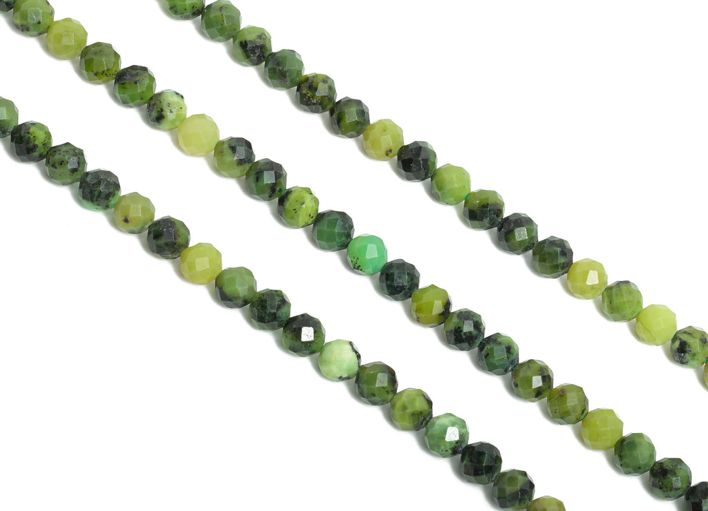 8x7mm Canadian Jade Natural Stone Bead - Faceted Round Canadian Jade 15.5 inch /Strand - Handmade Gemstone Beads - Crystal Healing - NS2463 - DOMEDBAZAAR