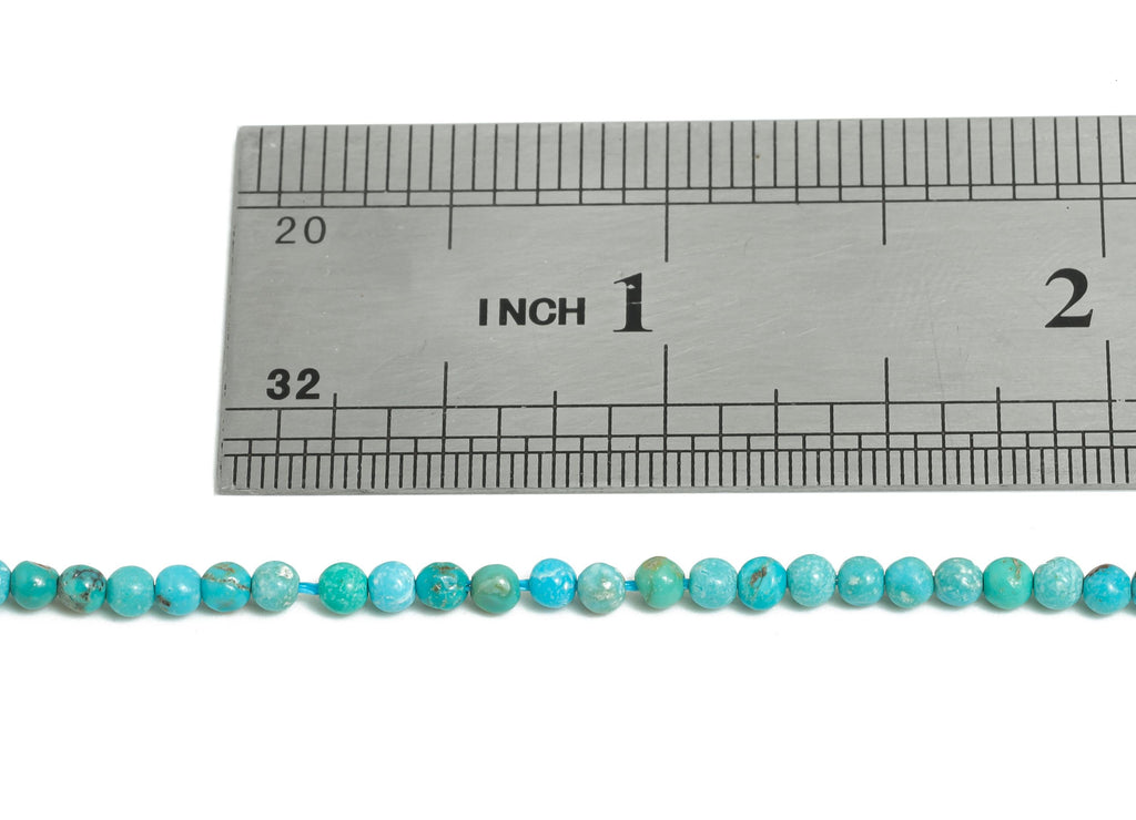 3mm Turquoise Natural Stone Beads - Smooth Round Turquoise 15.5 inch /Strand - Handmade Gemstone Jewelry - DIY Crafting Beads - NS2955 - DOMEDBAZAAR