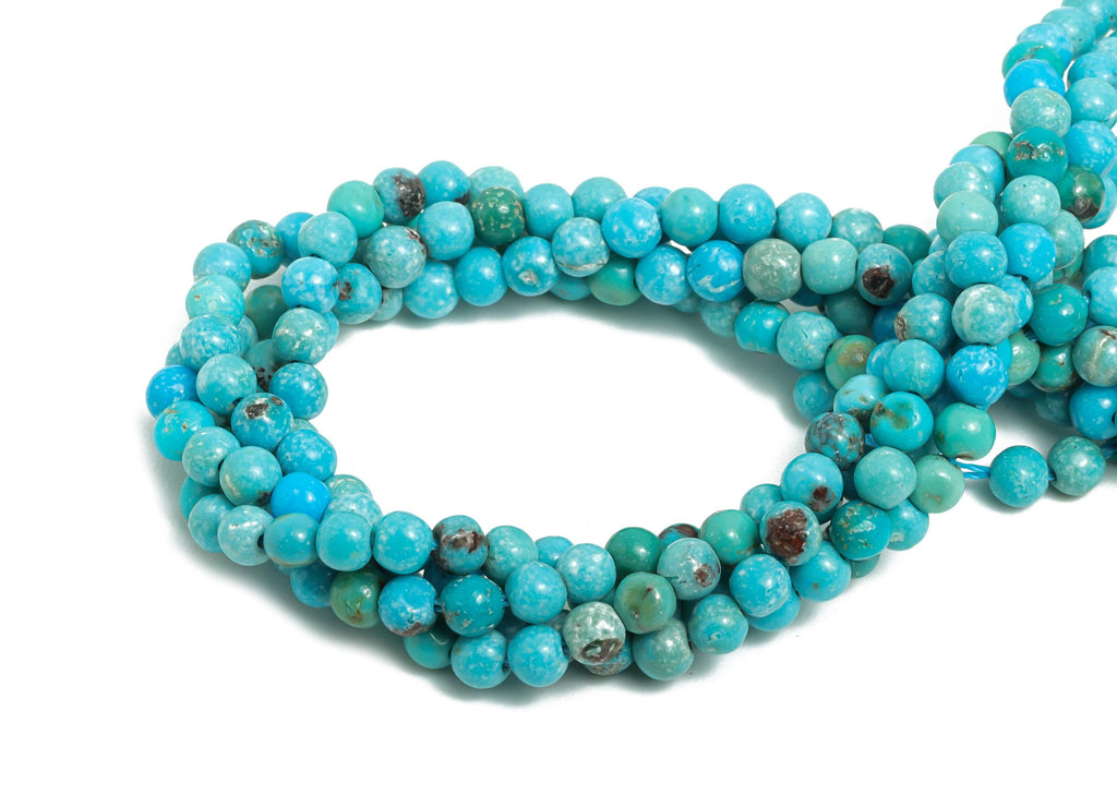 3mm Turquoise Natural Stone Beads - Smooth Round Turquoise 15.5 inch /Strand - Handmade Gemstone Jewelry - DIY Crafting Beads - NS2955 - DOMEDBAZAAR