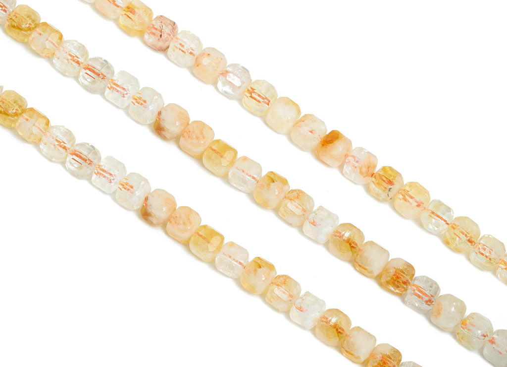 5mm Citrine Natural Stone Beads - Faceted Cube Citrine 15.5 inch /Strand - Handmade Gemstone Beads - Artisan Bead - Jewelry Making - NS2509 - DOMEDBAZAAR