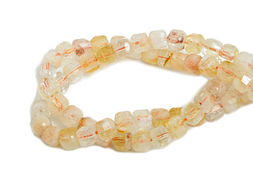 5mm Citrine Natural Stone Beads - Faceted Cube Citrine 15.5 inch /Strand - Handmade Gemstone Beads - Artisan Bead - Jewelry Making - NS2509 - DOMEDBAZAAR