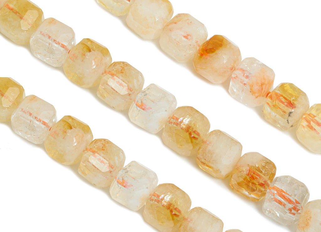 5mm Citrine Natural Stone Beads - Faceted Cube Citrine 15.5 inch /Strand - Handmade Gemstone Beads - Artisan Bead - Jewelry Making - NS2509 - DOMEDBAZAAR