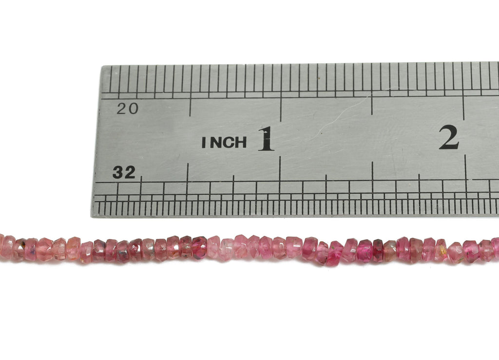 3x2mm Tourmaline Natural Stone Beads - Round Rondella Pink Nugget 15.5 inch /Strand - High-Quality Stone Bead - Crafting Jewelry - NS2690 - DOMEDBAZAAR