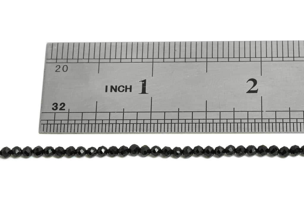 2mm Black Tourmline Natural Stone Beads - Faceted Round Black Tourmline 15.5 inch /Strand - Handmade Gemstone Bead - Jewelry Making - NS2470 - DOMEDBAZAAR