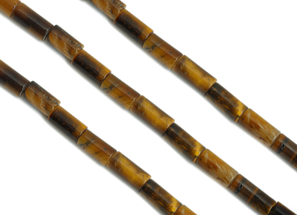 3x6mm Tigereye Natural Stone Bead - Cylinder Beads - Cylindrical Tube Bead - 15.35 inch /Strand - Beads for Crafts - Stone Making - NS2977 - DOMEDBAZAAR