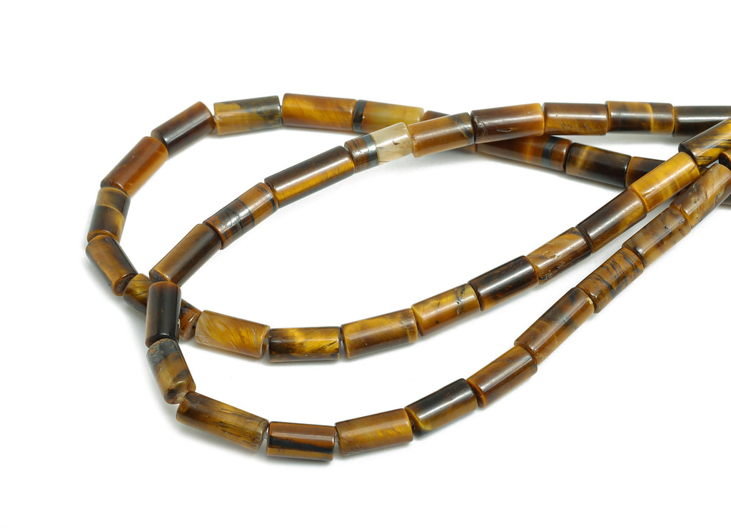 3x6mm Tigereye Natural Stone Bead - Cylinder Beads - Cylindrical Tube Bead - 15.35 inch /Strand - Beads for Crafts - Stone Making - NS2977 - DOMEDBAZAAR