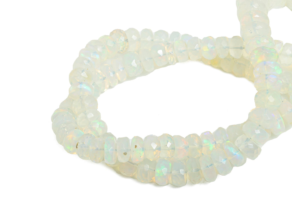 5.3mm to 8.4mm White Opal Natural Beads - Rondella Disc White Opal 16.5 inch /Strand - Crafting Gemstone Bead - Healing Stone Bead - NS2703 - DOMEDBAZAAR