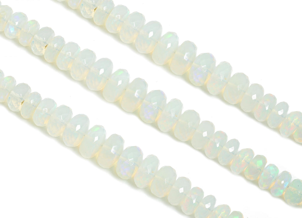 5.3mm to 8.4mm White Opal Natural Beads - Rondella Disc White Opal 16.5 inch /Strand - Crafting Gemstone Bead - Healing Stone Bead - NS2703 - DOMEDBAZAAR