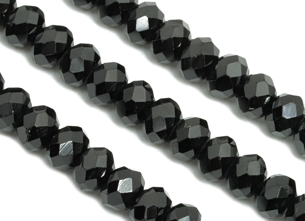 3x4mm Black Spinel Natural Stone Beads - Faceted Rondella Black Spinel Beads 15.5 inch /Strand - Handmade Stone Bead - Jewelry Making-NS2480 - DOMEDBAZAAR
