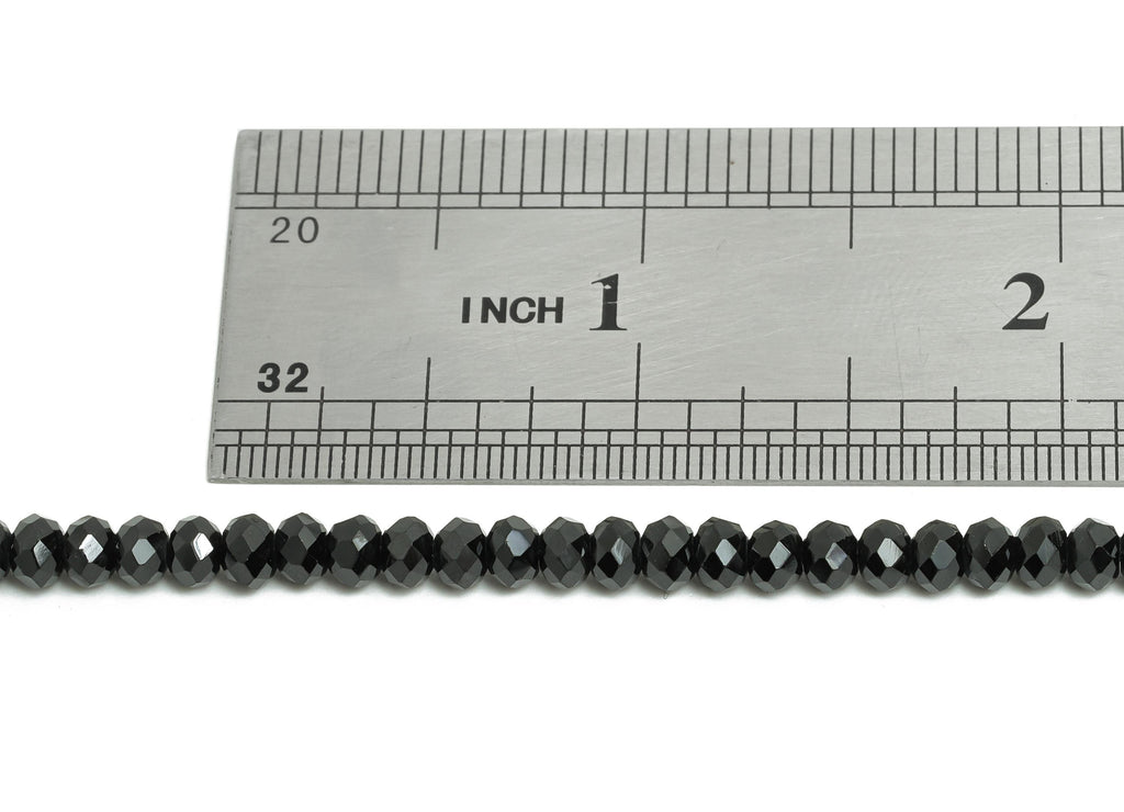 3x4mm Black Spinel Natural Stone Beads - Faceted Rondella Black Spinel Beads 15.5 inch /Strand - Handmade Stone Bead - Jewelry Making-NS2480 - DOMEDBAZAAR