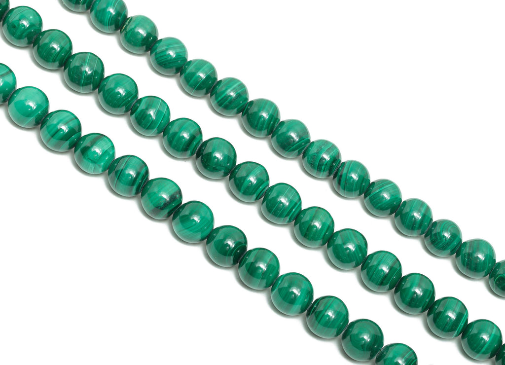 7mm Malachite Natural Stone Beads - Round Malachite 15.5 inch /Strand - Handmade Gemstone Bead - Crafting Bead - Smooth Stone Bead - NS2407 - DOMEDBAZAAR