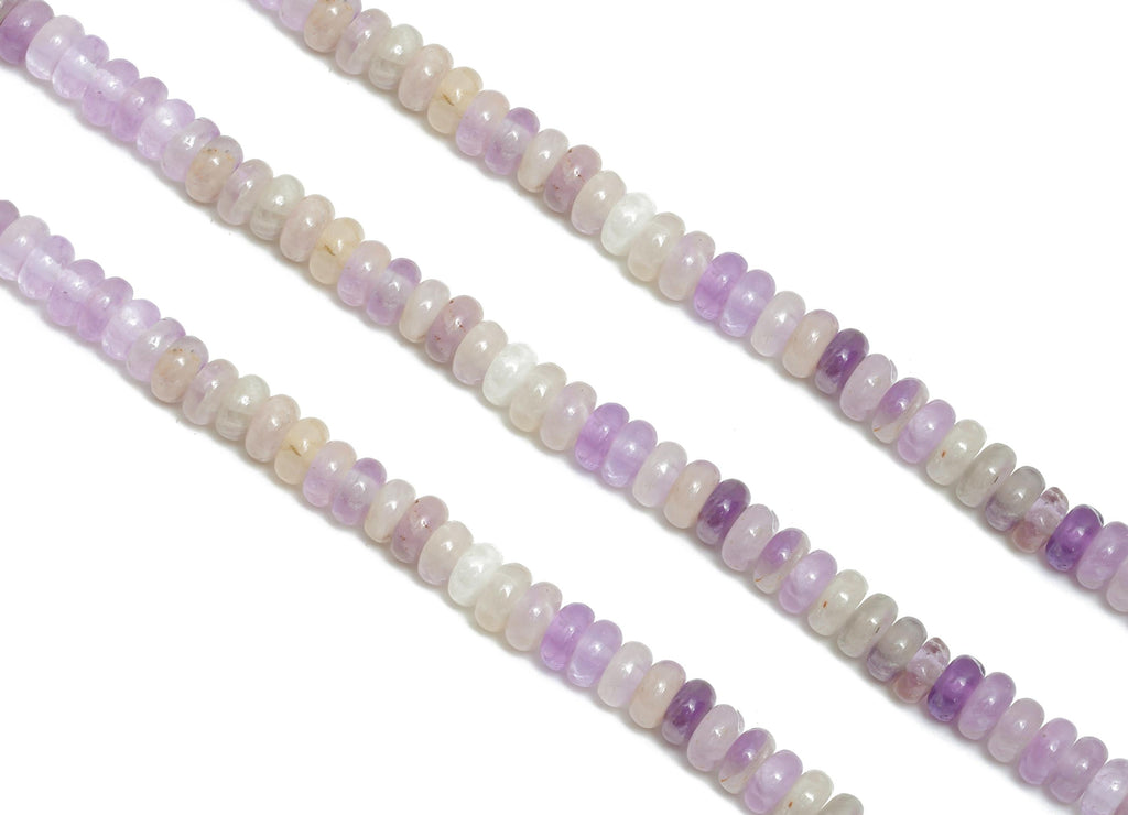 4mm Amethyst Natural Stone Beads - Smooth Rondella Amethyst 15 inch /Strand - Crafting Gemstone Bead Jewelry - Healing Stone Bead - NS2989 - DOMEDBAZAAR