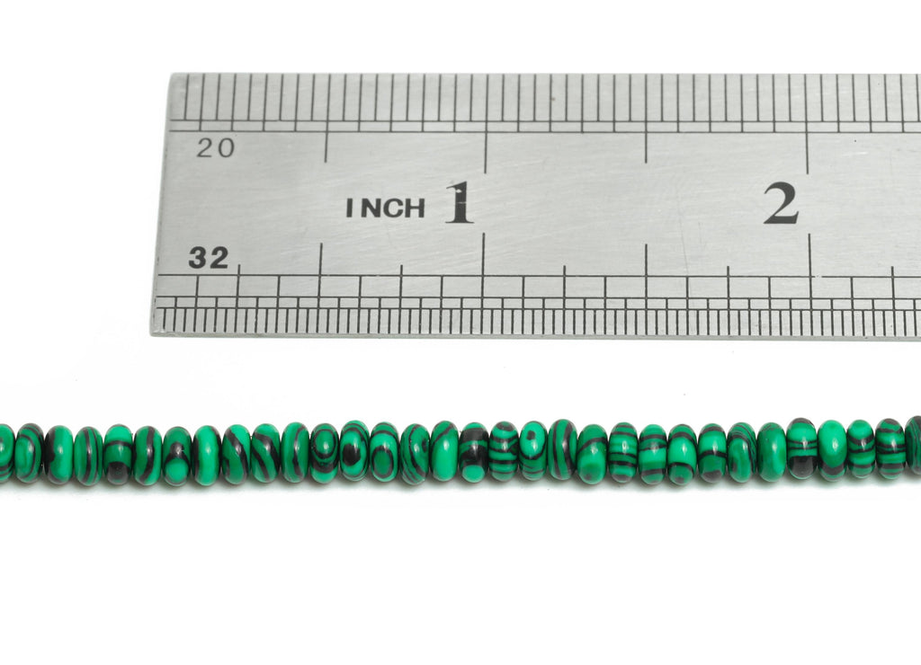2x4mm Malachite Natural Stone Beads - Smooth Rondella Malachite 15 inch /Strand - Crafting Gemstone Beads - Healing Stone Beads - NS2993 - DOMEDBAZAAR