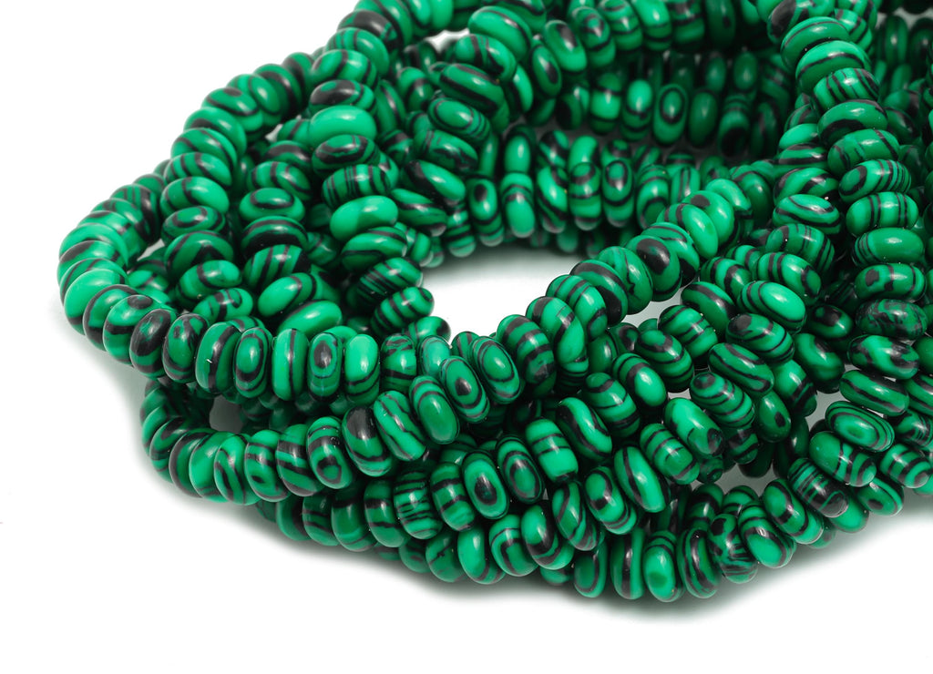 2x4mm Malachite Natural Stone Beads - Smooth Rondella Malachite 15 inch /Strand - Crafting Gemstone Beads - Healing Stone Beads - NS2993 - DOMEDBAZAAR