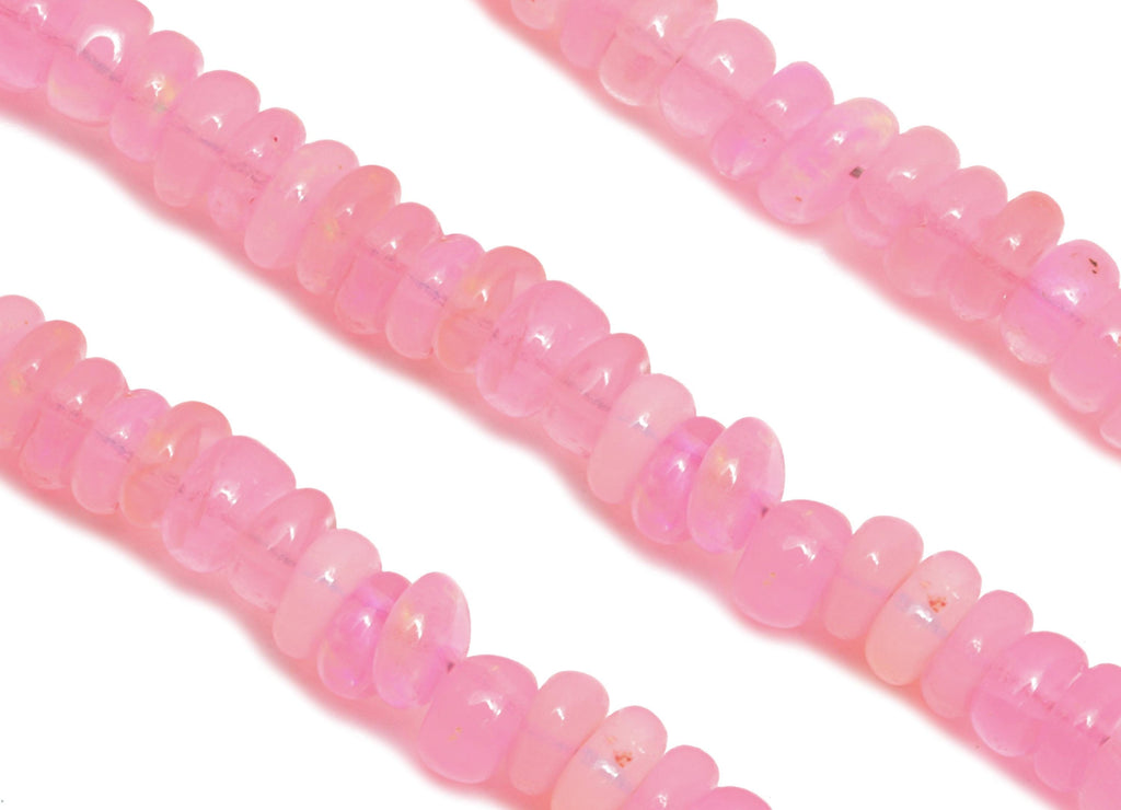 3x2mm Pink Opal Natural Stone Beads - Smooth Rondella Pink Opal 16.5 inch /Strand - DIY Crafting Gemstone Beads - Handmade Jewelry - NS2689 - DOMEDBAZAAR