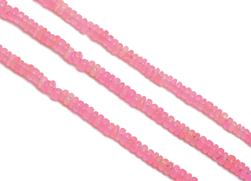 3x2mm Pink Opal Natural Stone Beads - Smooth Rondella Pink Opal 16.5 inch /Strand - DIY Crafting Gemstone Beads - Handmade Jewelry - NS2689 - DOMEDBAZAAR