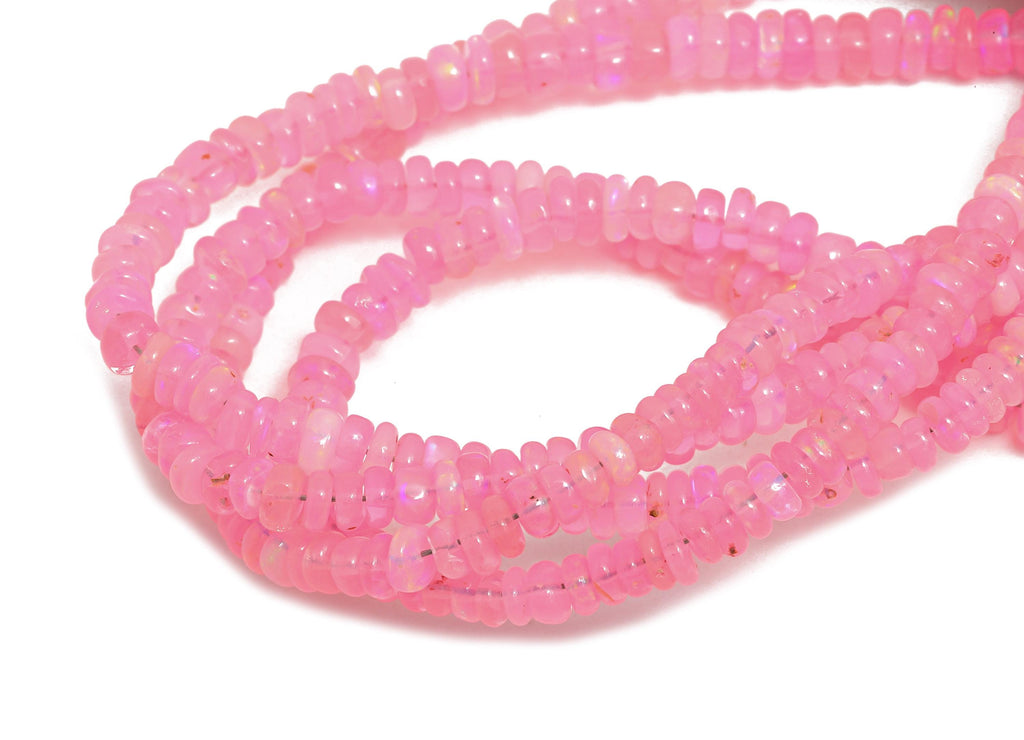 3x2mm Pink Opal Natural Stone Beads - Smooth Rondella Pink Opal 16.5 inch /Strand - DIY Crafting Gemstone Beads - Handmade Jewelry - NS2689 - DOMEDBAZAAR