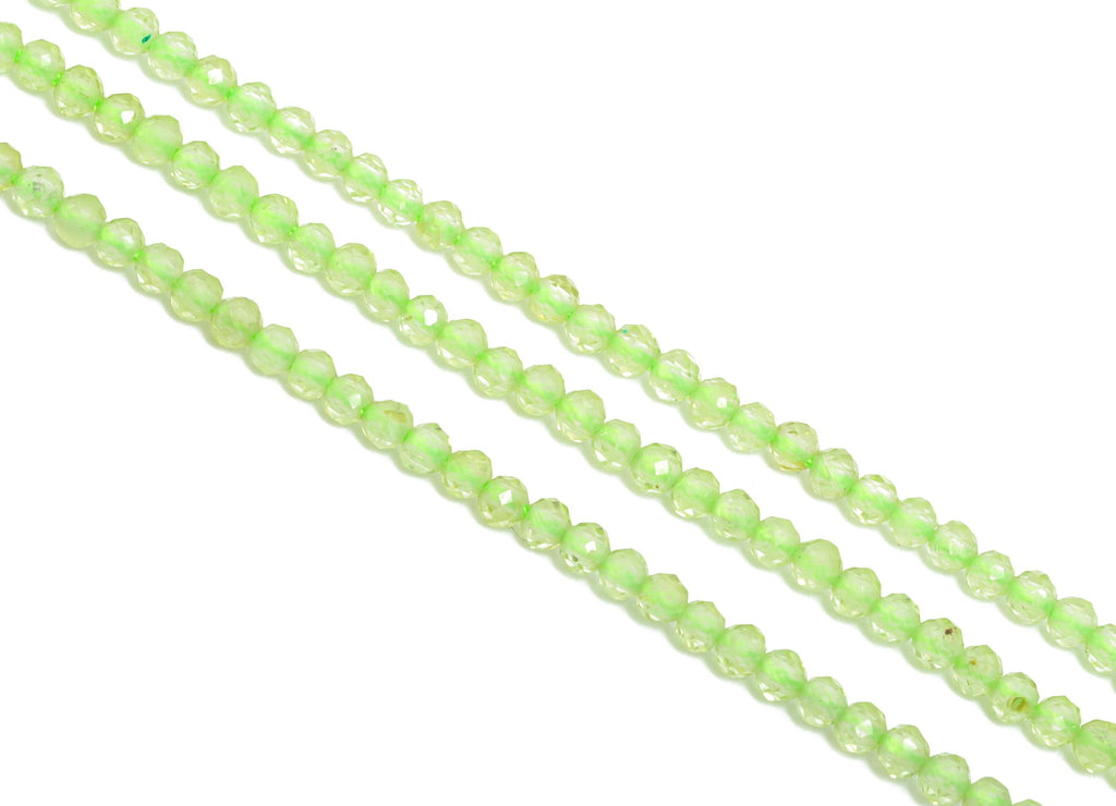 2x1.98mm Peridot Natural Stone Beads - Faceted Green Round Peridot  15.5 inch /Strand - High-Quality DIY Crafting Gemstone Beads -  NS2499 - DOMEDBAZAAR