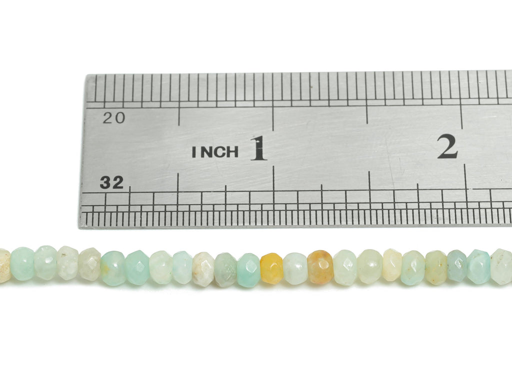 4x3mm Amazonite Natural Stone Beads - Faceted Rondella  14.56inch /Strand - DIY Crafting Gemstone Beads - Beading Craft Supplies - NS2980 - DOMEDBAZAAR