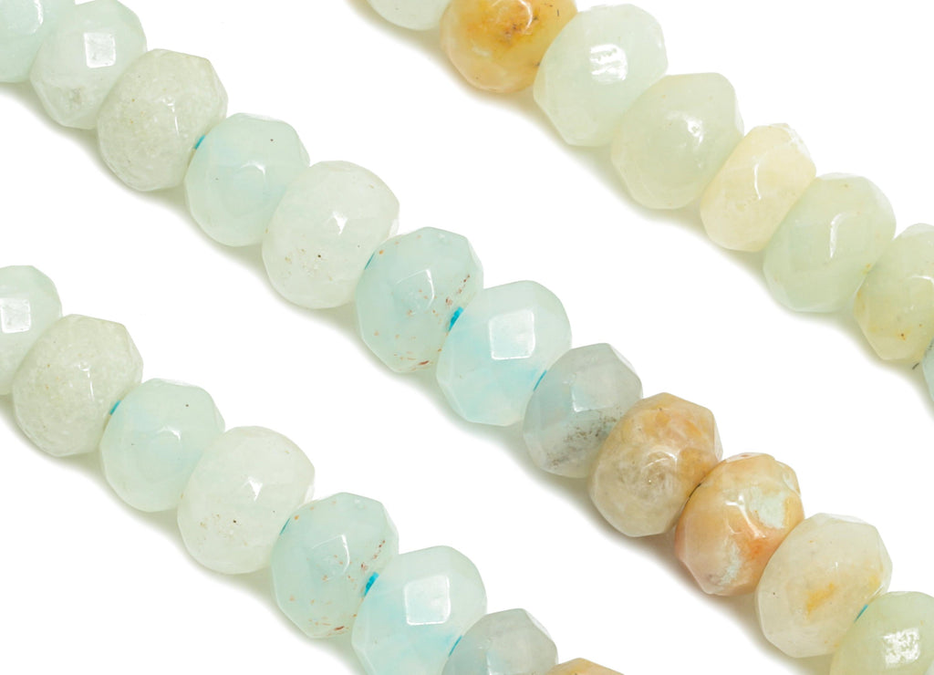 4x3mm Amazonite Natural Stone Beads - Faceted Rondella  14.56inch /Strand - DIY Crafting Gemstone Beads - Beading Craft Supplies - NS2980 - DOMEDBAZAAR