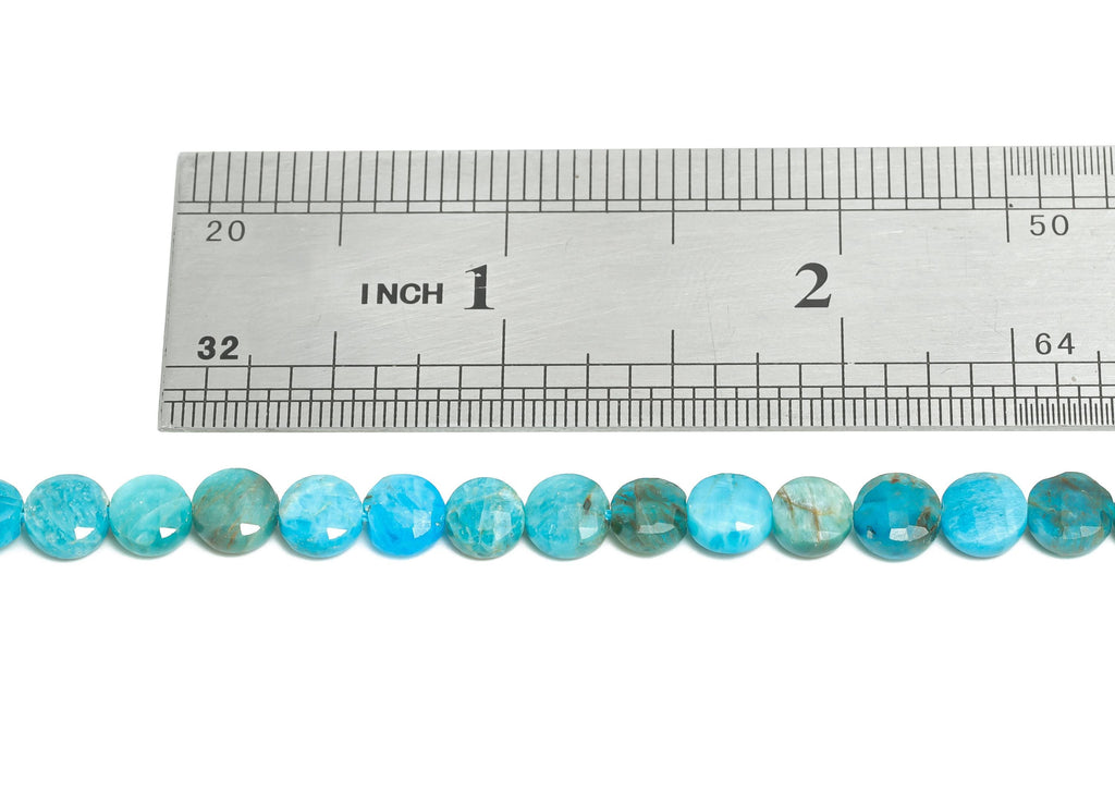 6mm Apatite Natural Stone Beads - Faceted Disc Round 16.5 inch /Strand/66pcs - Faceted DIY Crafting Beads - Bead Craft Supplies - NS2686 - DOMEDBAZAAR