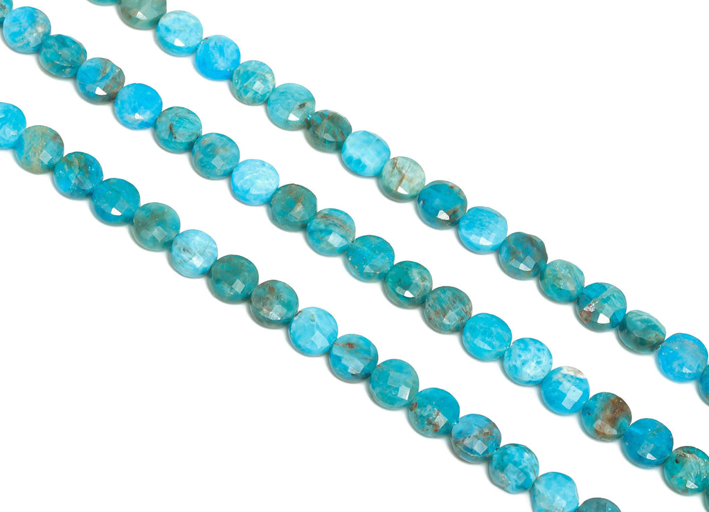 6mm Apatite Natural Stone Beads - Faceted Disc Round 16.5 inch /Strand/66pcs - Faceted DIY Crafting Beads - Bead Craft Supplies - NS2686 - DOMEDBAZAAR
