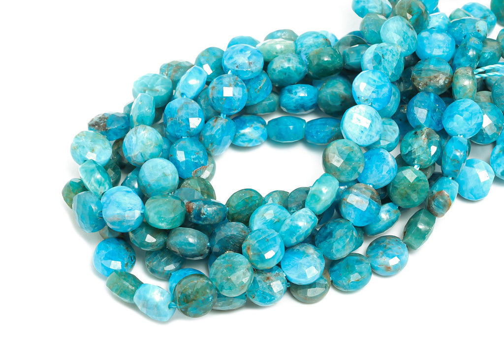 6mm Apatite Natural Stone Beads - Faceted Disc Round 16.5 inch /Strand/66pcs - Faceted DIY Crafting Beads - Bead Craft Supplies - NS2686 - DOMEDBAZAAR