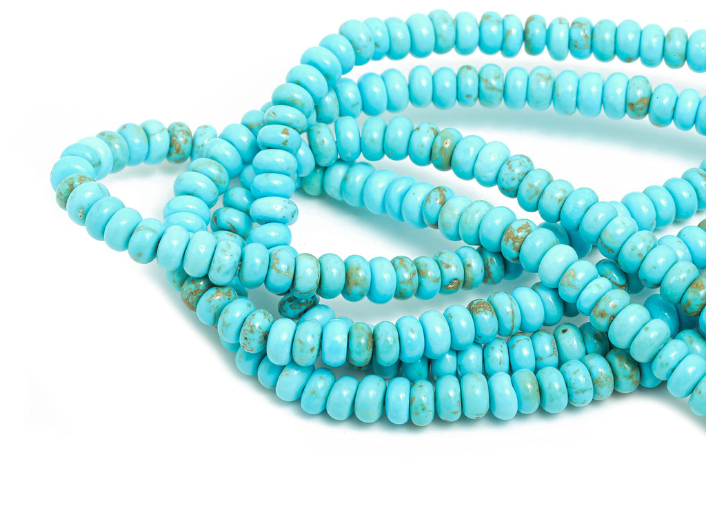 4X2mm Blue Turquoise Natural Stone Bead - Smooth Rondella 15 inch /Strand - DIY Crafting Gemstone Beads - Bead Craft Supplies - NS2992 - DOMEDBAZAAR