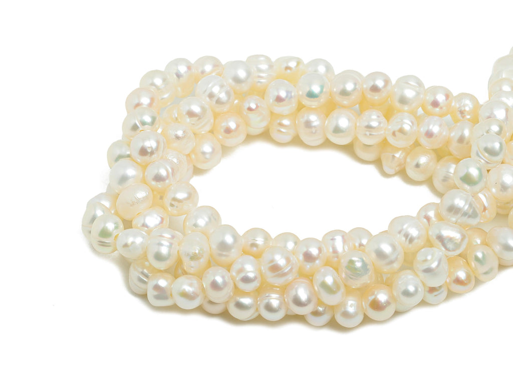 4x3mm Natural Pearl -Classic White Pearls - Pearl 13.5inch/Strand - Pearl Bead for Jewelry - Nugget High-Quality Pearl - 13x14mm - NS2952 - DOMEDBAZAAR