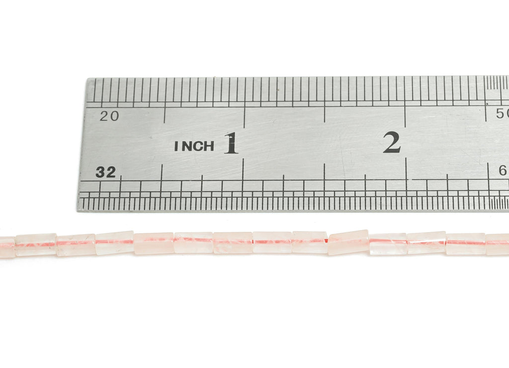6x3mm Pink Quartz Natural Stone Beads - Cylinder Bead Stone 15.35 Inch/Strand - Cylinder Tube Stone Bead - DIY Craft Making Bead - NS2970 - DOMEDBAZAAR